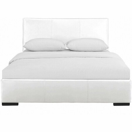 HOMEROOTS 34.8 x 63.4 x 85.4 in. White Upholstered Queen Size Platform Bed 397039